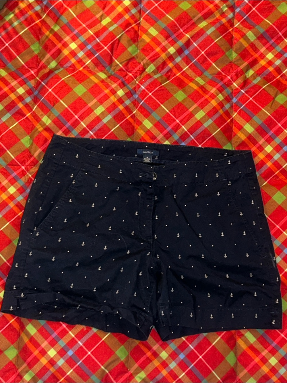 Nautica Navy Anchor-Print Cotton Women’s Shorts size 8